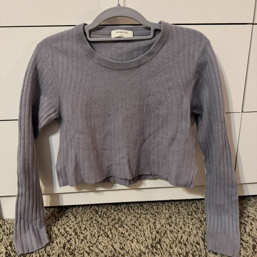 Babaton (Aritzia) cropped ribbed sweater‎ 💜 size L